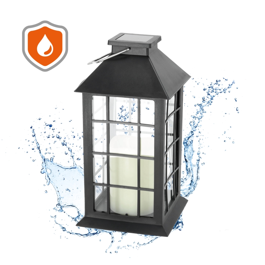 LED Pendellampa med solceller LED/0,02W/1,2V 1xAA 2700K IP44 200 mAh svart