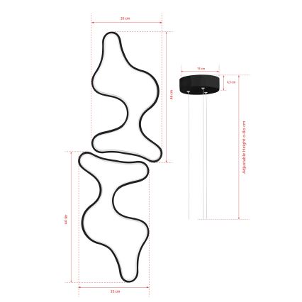 LED-pendellampa med vajer DUPLE ARTISAN LED/80W/230V 4000K svart