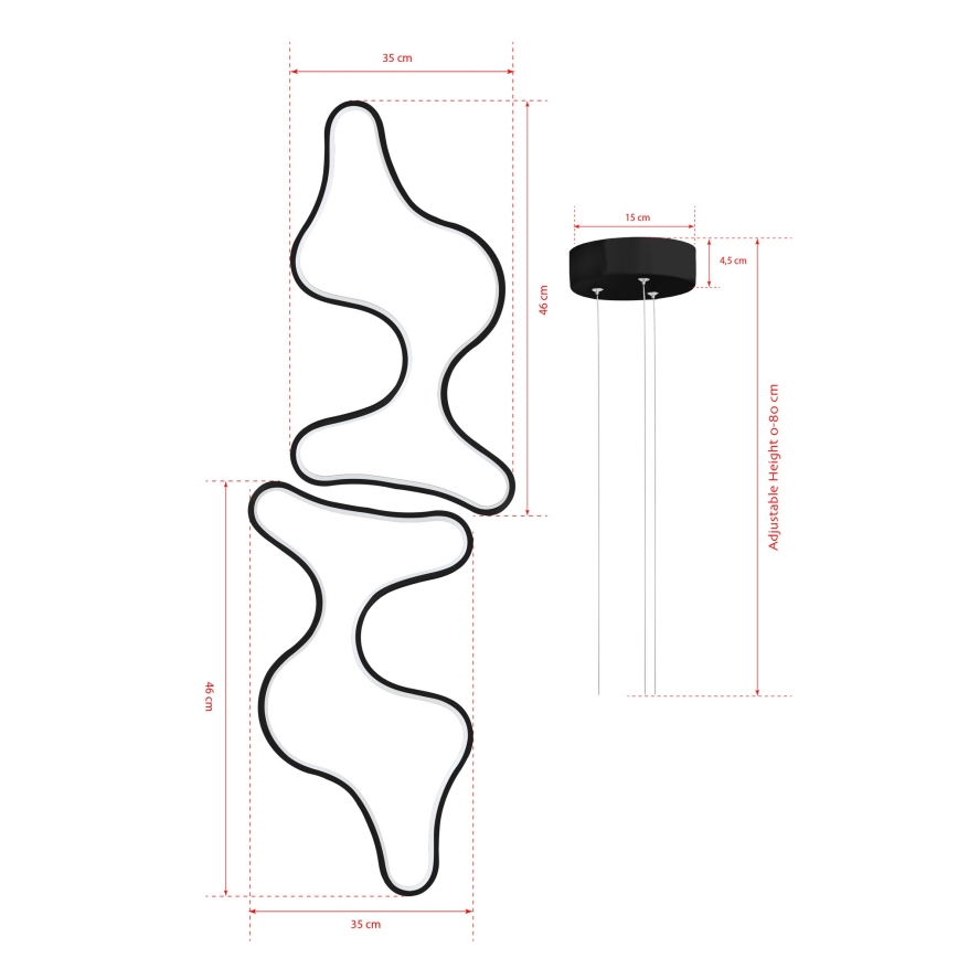 LED-pendellampa med vajer DUPLE ARTISAN LED/80W/230V 4000K svart