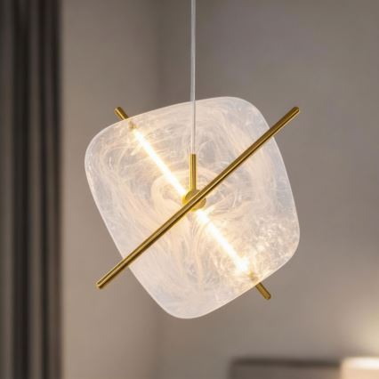 LED-pendellampa med vajer RELAX LED/15W/230V guld/vit