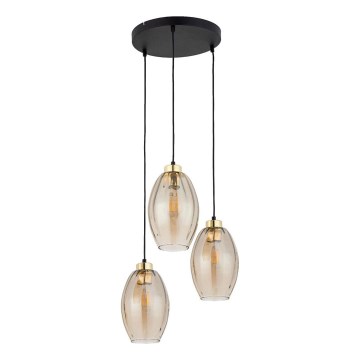 LED-pendellampa med vajer SEBO 3xE27/15W/230V svart/rökbeige