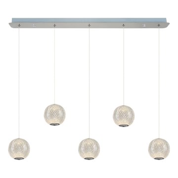 LED-pendellampa på kabel CREMONA, 5 x 5 W LED, 230 V, 3000 K, matt krom