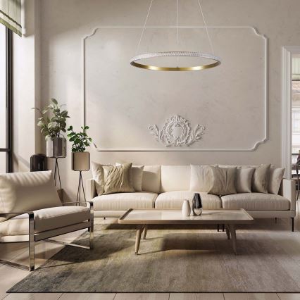 LED-pendellampa på kabel DIANA LED/25W/230V 4000K Ø 50 cm guldfärgad
