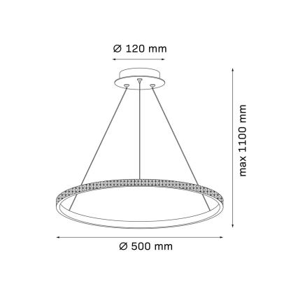 LED-pendellampa på kabel DIANA LED/25W/230V 4000K Ø 50 cm guldfärgad