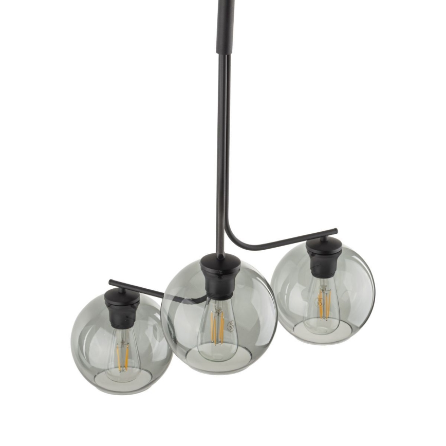 LED-pendellampa på lina CESAR 3xE27/15W/230V svart/rökgrå