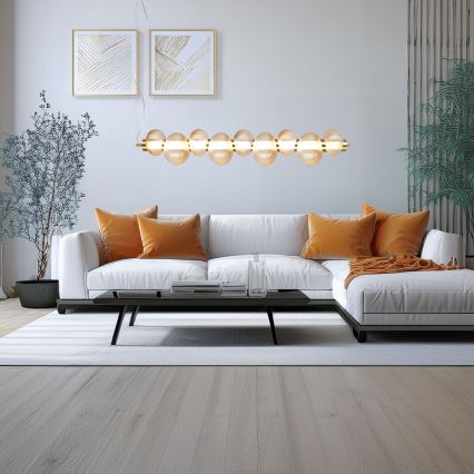 LED-pendellampa på vajer BOLLA LED/32W/230V guld/rökbeige