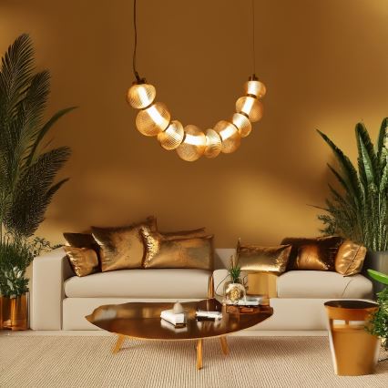 LED-pendellampa på vajer BOLLA LED/36W/230V guld/rökbeige