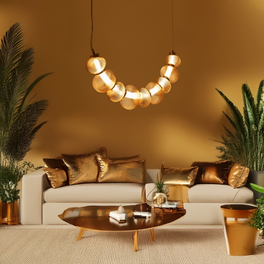 LED-pendellampa på vajer BOLLA LED/36W/230V guld/rökbeige
