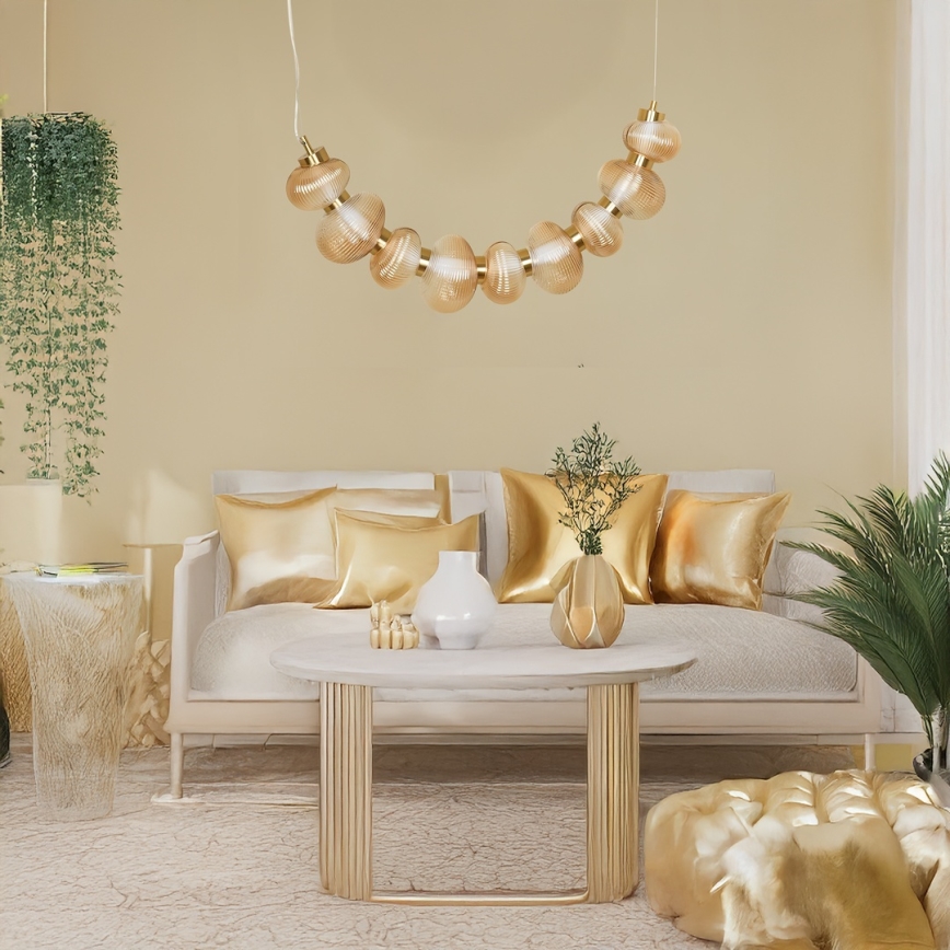 LED-pendellampa på vajer BOLLA LED/36W/230V guld/rökbeige