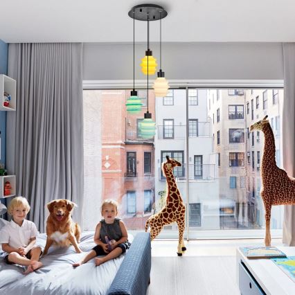 LED-pendellampa på vajer CACTUS LED/12W/230V 3000K grön/gul/vit