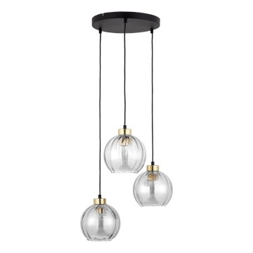 LED-pendellampa på vajer DEVI 3xE27/15W/230V svart/klart glas