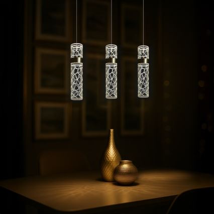 LED-pendellampa på vajer LAGOS LED/8W/230V, guld
