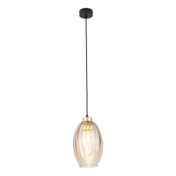 LED-pendellampa på vajer SEBO 1xE27/15W/230V svart/rökbeige