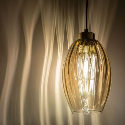 LED-pendellampa på vajer SEBO 1xE27/15W/230V svart/rökbeige