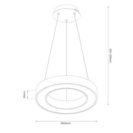 LED-pendellampa på vajer UNION LED/40W/230V 3000/4000/6500K Ø 40 cm svart