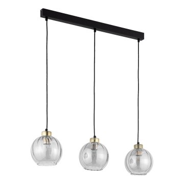 LED-pendellampa på wire DEVI 3xE27/15W/230V svart/rökfärgad