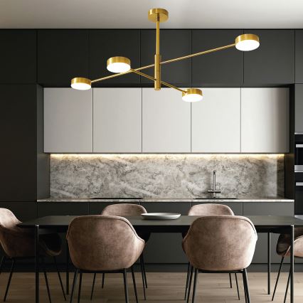 LED pendelljuskrona 4xLED/12W/230V 4000K guld