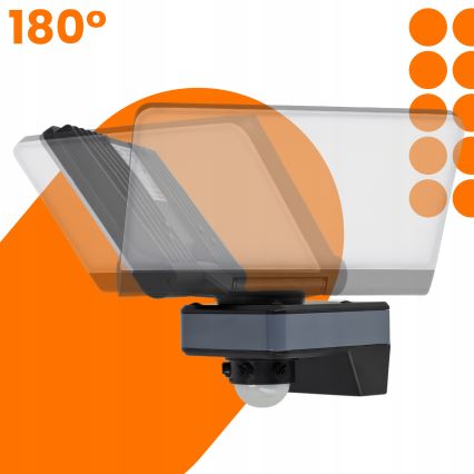 LED-reflektor med rörelsesensor och skymningssensor LED/44W/230V 4200K IP54 svart