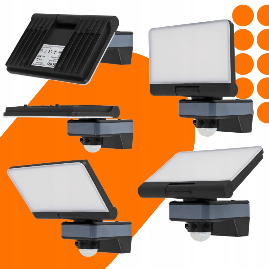 LED-reflektor med rörelsesensor och skymningssensor LED/44W/230V 4200K IP54 svart