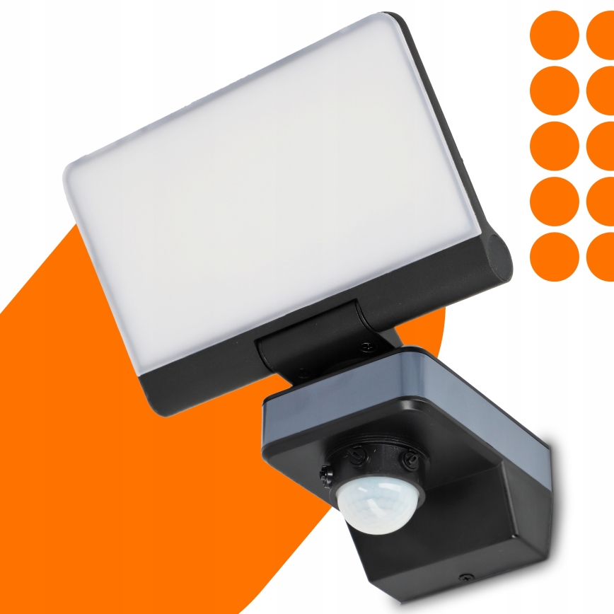 LED-reflektor med rörelsesensor och skymningssensor LED/44W/230V 4200K IP54 svart