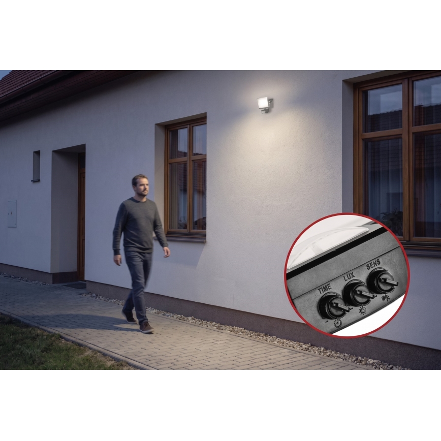 LED-strålkastare med rörelse- och skymningssensor TAMBO EVO LED/20W/230V 4000K IP44 svart