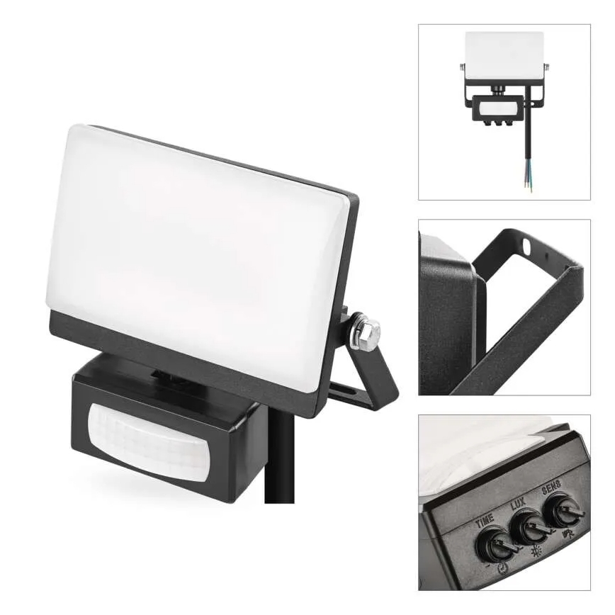 LED-strålkastare med rörelse- och skymningssensor TAMBO EVO LED/20W/230V 4000K IP44 svart