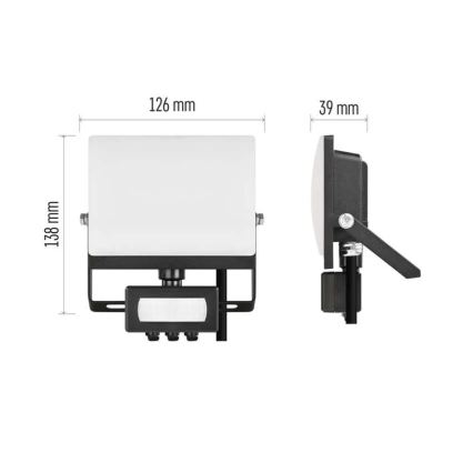 LED-strålkastare med rörelse- och skymningssensor TAMBO EVO LED/20W/230V 4000K IP44 svart