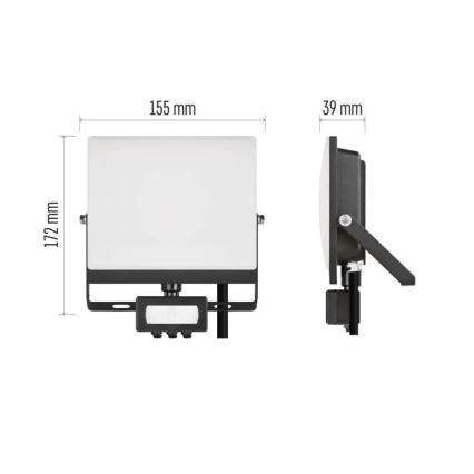 LED reflektor med rörelse- och skymningssensor TAMBO EVO LED/30W/230V 4000K IP44 svart