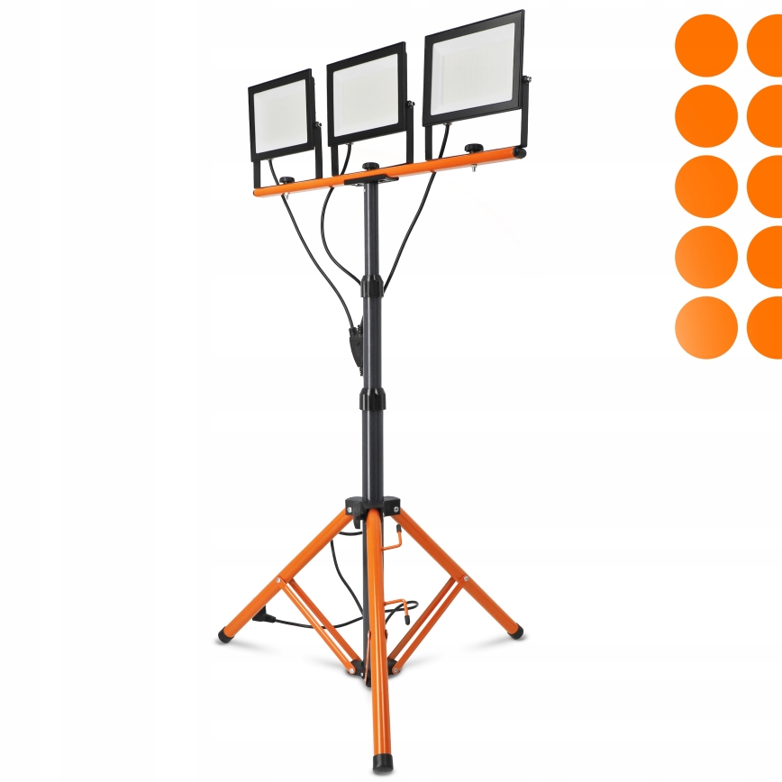 LED-reflektor med stativ 3xLED/100W/230V 4500K IP65 svart/orange