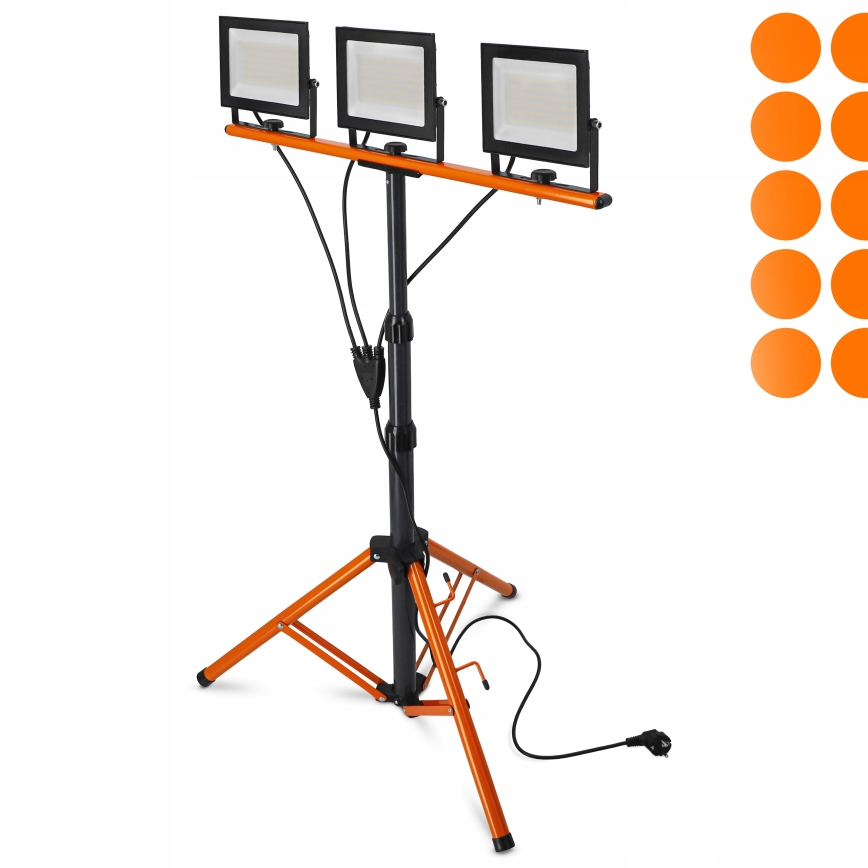 LED-reflektor med stativ 3xLED/50W/230V 4500K IP65 svart/orange