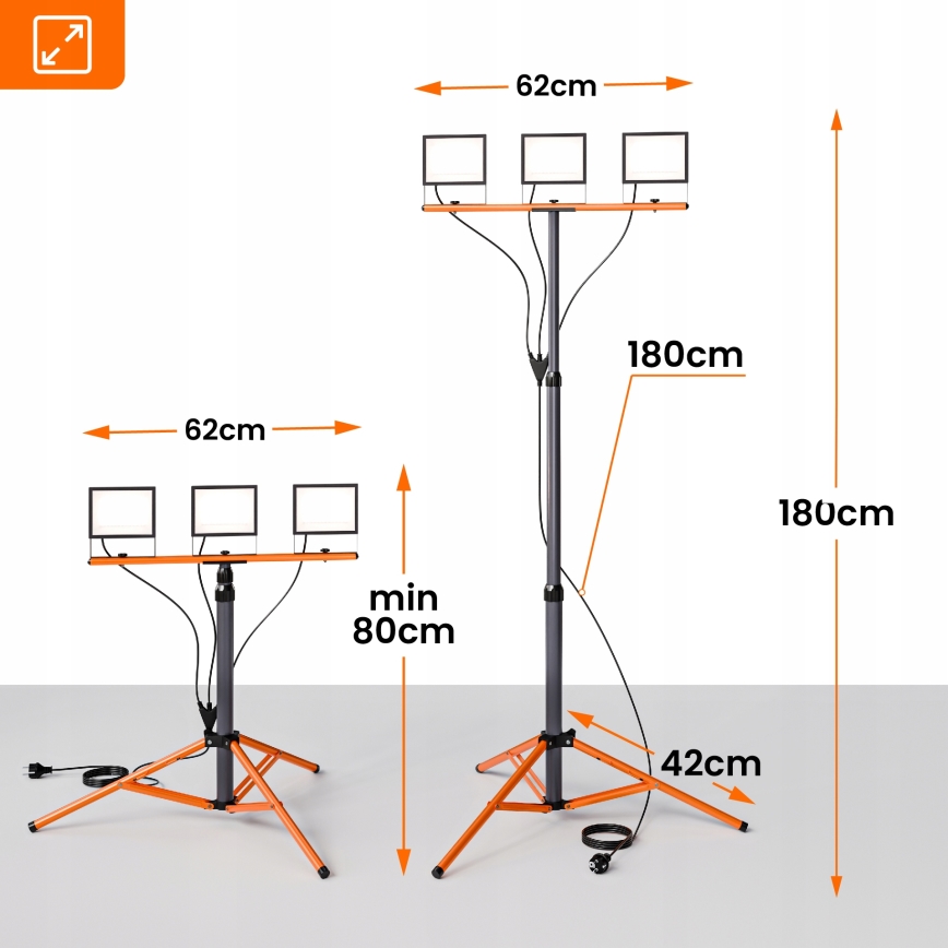 LED-reflektor med stativ 3xLED/50W/230V 4500K IP65 svart/orange