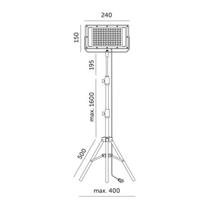 LED-reflektor med stativ för växtodling FIRON LED/45W/230V IP54 svart