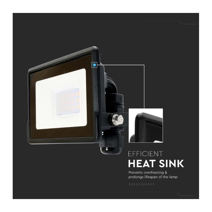 LED-strålkastare med direktanslutning SAMSUNG CHIP LED/10W/230V IP65 6500K svart