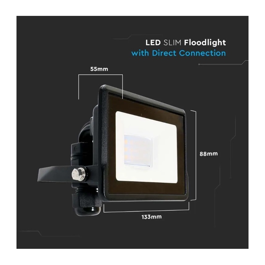 LED-strålkastare med direktanslutning SAMSUNG CHIP LED/10W/230V IP65 6500K svart