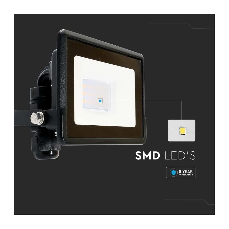 LED-strålkastare med direktanslutning SAMSUNG CHIP LED/10W/230V IP65 6500K svart