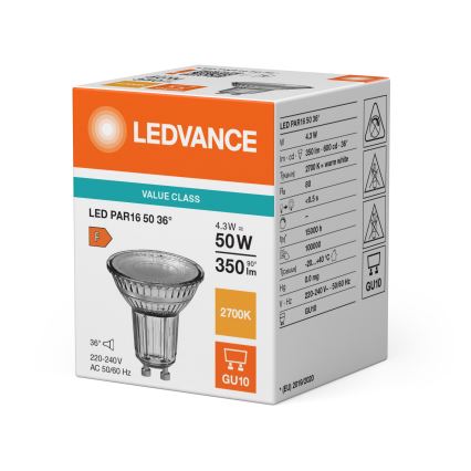LED-reflektorlampa PAR16 GU10/4,3W/230V 2700K 36° - Ledvance
