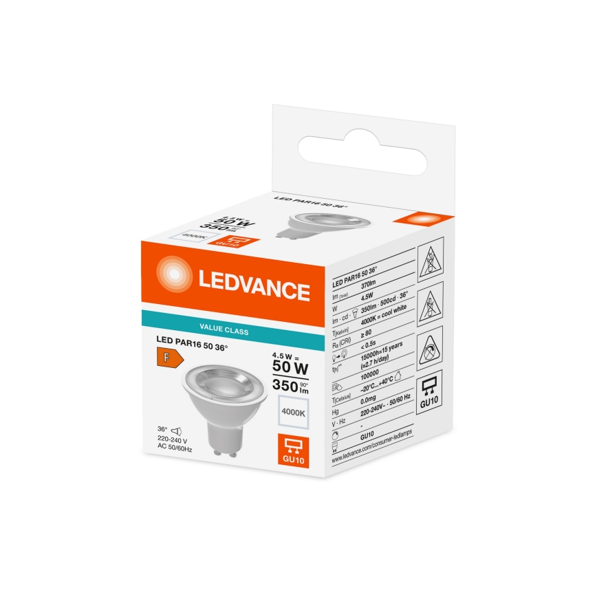 LED-reflektorlampa PAR16 GU10/4,5W/230V 4000K 36° - Ledvance