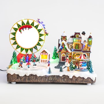 LED RGB Animated Juldekoration med music 30xLED/1,5W/230V snowy village