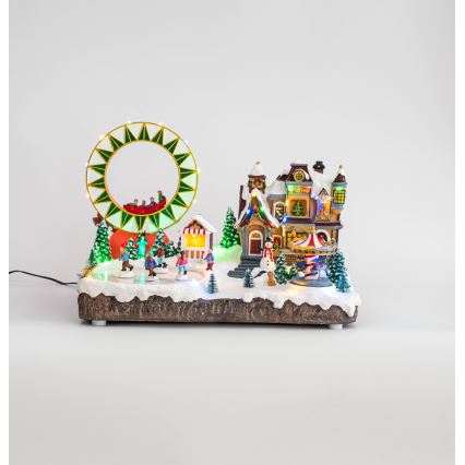 LED RGB Animated Juldekoration med music 30xLED/1,5W/230V snowy village