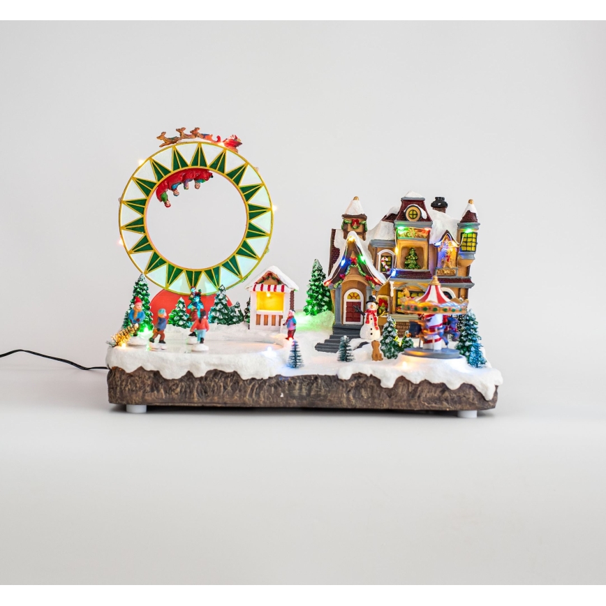 LED RGB Animated Juldekoration med music 30xLED/1,5W/230V snowy village