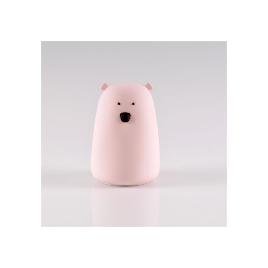 LED RGB Barnens touchlampa BEAR LED/0,8W/5V rosa + USB