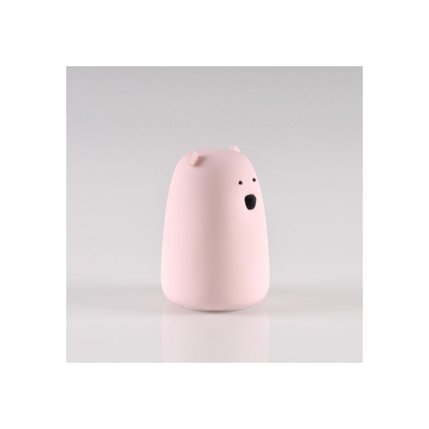 LED RGB Barnens touchlampa BEAR LED/0,8W/5V rosa + USB