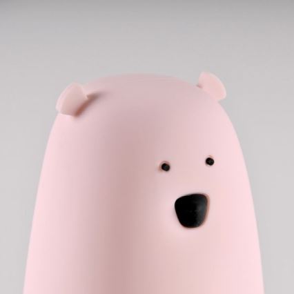 LED RGB Barnens touchlampa BEAR LED/0,8W/5V rosa + USB
