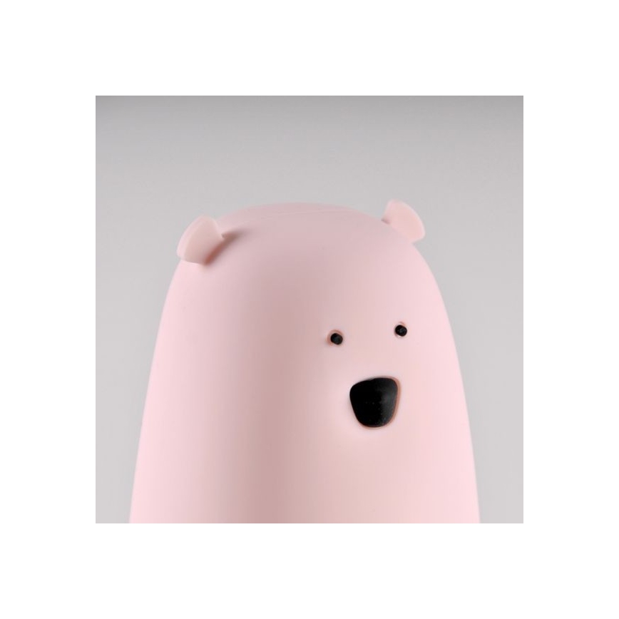 LED RGB Barnens touchlampa BEAR LED/0,8W/5V rosa + USB