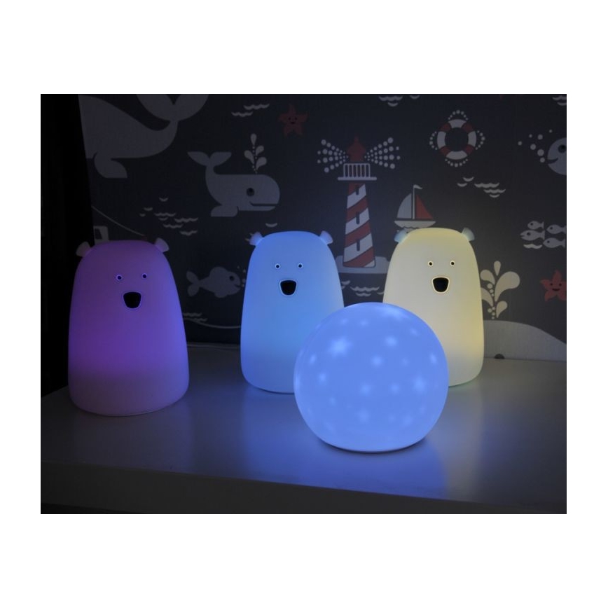LED RGB Barnens touchlampa BEAR LED/0,8W/5V rosa + USB