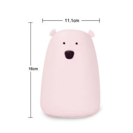 LED RGB Barnens touchlampa BEAR LED/0,8W/5V vit + USB