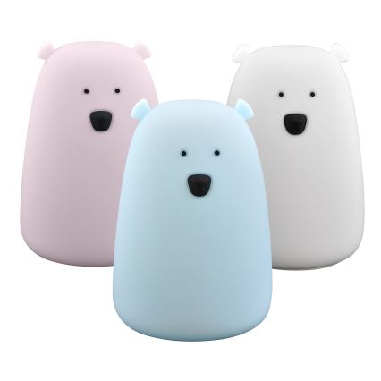 LED RGB Barnens touchlampa BEAR LED/0,8W/5V vit + USB