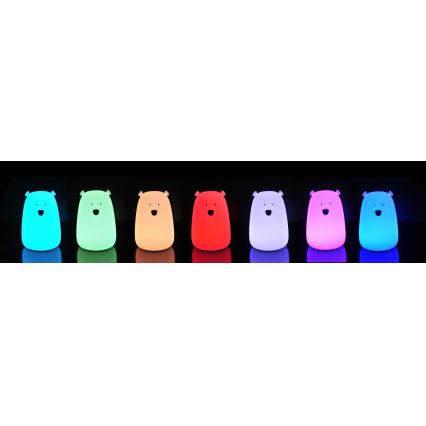 LED RGB Barnens touchlampa BEAR LED/0,8W/5V vit + USB