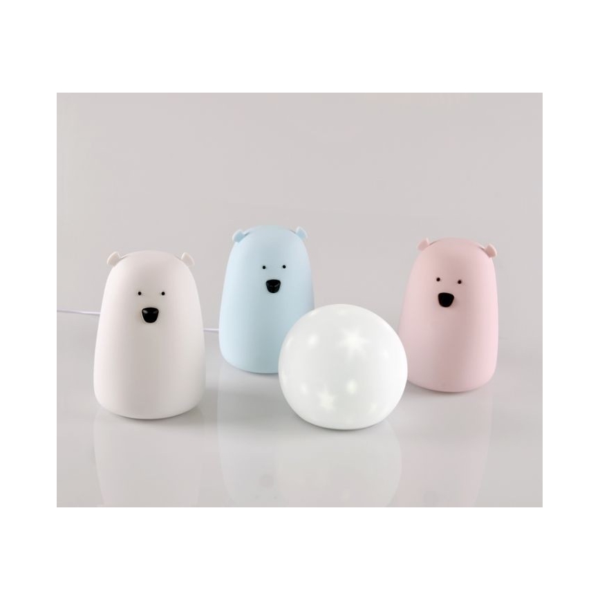LED RGB Barnens touchlampa BEAR LED/0,8W/5V vit + USB