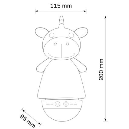 LED RGB Barnnattlampa med melodi 3xAAA/5V enhörning